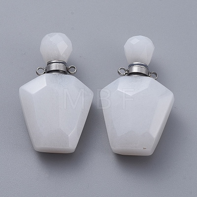 Faceted Natural White Jade Openable Perfume Bottle Pendants G-E564-09A-P-1