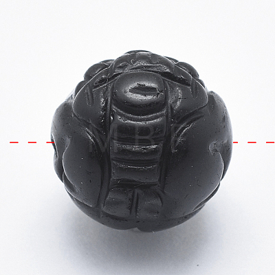 Carved Round Natural Obsidian Beads G-P360-01-14mm-1