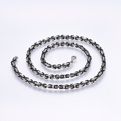 201 Stainless Steel Byzantine Chain Necklaces NJEW-F222-12BP-1