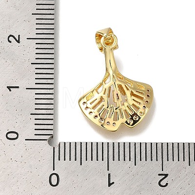 Fan Rack Plating Brass Micro Pave Clear Cubic Zirconia Pendants KK-U019-22G-1