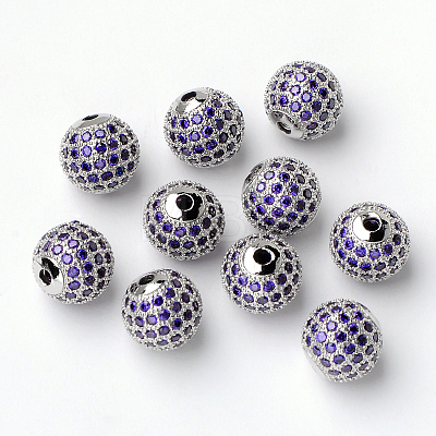 Brass Cubic Zirconia Beads ZIRC-D009-01P-1