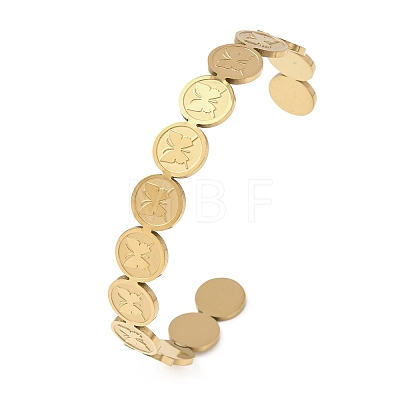 201 Stainless Steel Cuff Bangles for Women BJEW-T024-01D-G-1