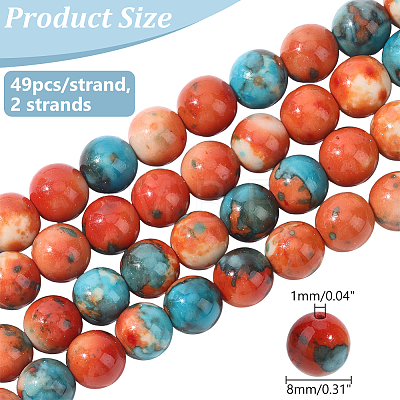 2 Strands Synthetic Ocean White Jade Round Beads Strands G-ME0001-30-1