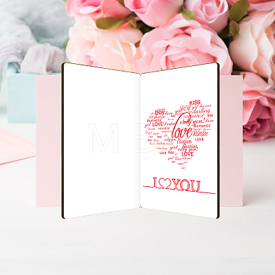 MDF Greeting Card & Paper Envelope with Bowknot AJEW-WH0203-002-1