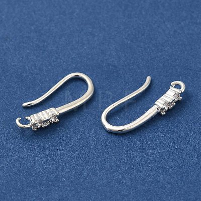 Rack Plating Brass Micro Pave Clear Cubic Zirconia Earring Hooks KK-A231-04S-1