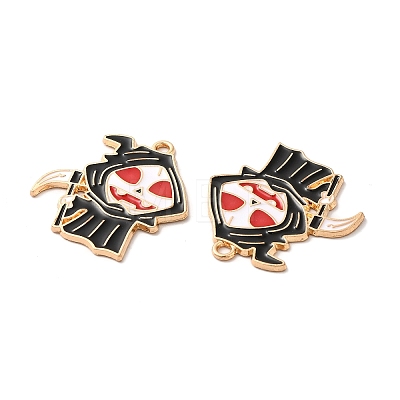 Light Gold Plated Alloy Enamel Pendants ENAM-L040-004KCG-1