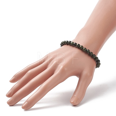 Natural Serpentine Round Beaded Stretch Bracelet BJEW-JB07554-02-1