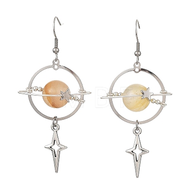 Natural Yellow Hematoid Quartz & Alloy Pendant Dangle Earrings EJEW-TA00818-02-1