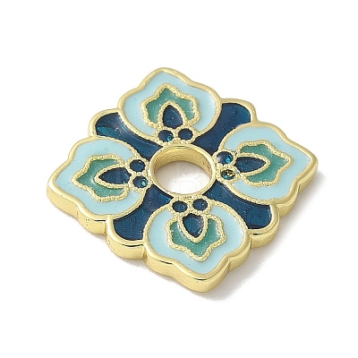 Flower Brass Enamel Beads KK-P290-11G-02-1