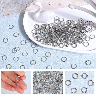 304 1000pcs Stainless Steel Open Jump Rings STAS-SP0001-71B-1