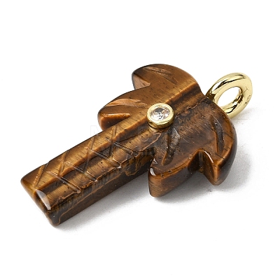 Natural Tiger Eye Carved Pendants G-C282-04C-1