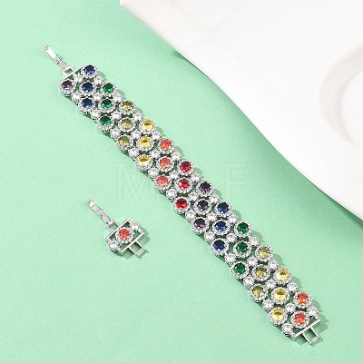 Platinum Tone Brass Micro Pave Cubic Zirconia Tennis Bracelets BJEW-B160-11P-1