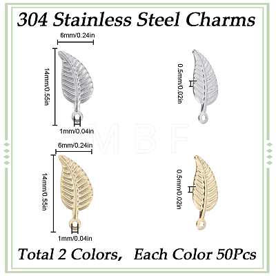 SUNNYCLUE 100Pcs 2 Colors 304 Stainless Steel Charms STAS-SC0006-86-1