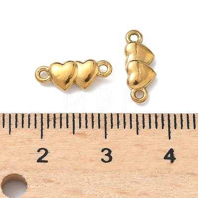 304 Stainless Steel Couple Heart Links Connector Charms STAS-D211-14C-G-1