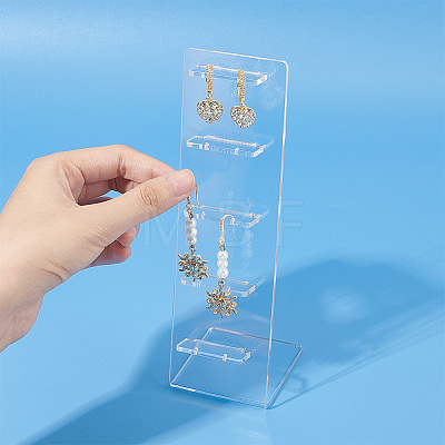 DELORIGIN 4Pcs 2 Styles Transparent Acrylic Earrings Display Stands EDIS-DR0001-08-1
