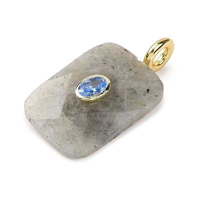 Natural Labradorite Faceted Pendants X-G-B186-01G-01-1