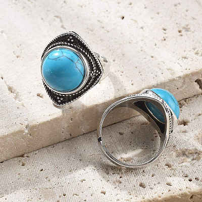 Synthetic Turquoise Adjustable Rings G-P560-03AS-11-1