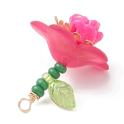 Glass Seed Beaded Rose Flower Pendants PALLOY-MZ01231-01-1