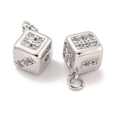 Brass Micro Pave Clear Cubic Zirconia Pendants KK-Q814-25P-1