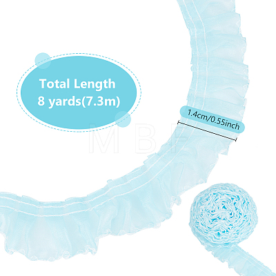 8 Yard Polyester Pleated Lace Ribbon OCOR-WH0078-159A-1