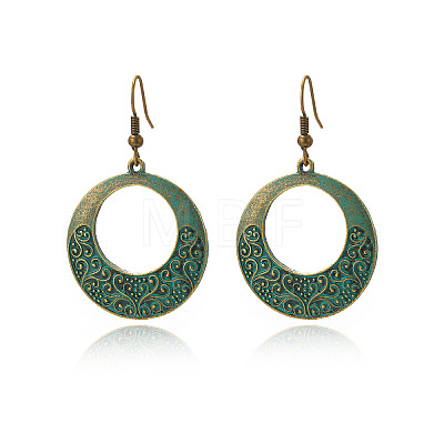 Bohemian Style Alloy Synthetic Turquoise Dangle Earrings FS-WG7654C-08-1