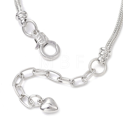 3 Pcs 3 Styles Alloy Snake Chain Charms Bracelets BJEW-JB11448-1