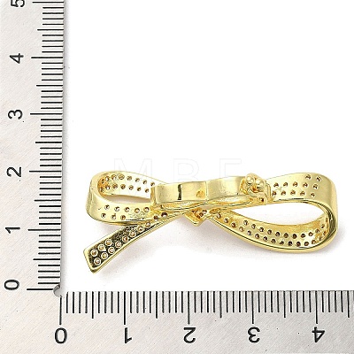 Rack Plating Brass Micro Pave Clear Cubic Zirconia Twister Clasps KK-F863-04G-1