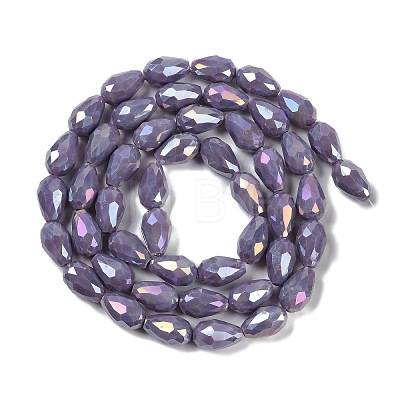 Opaque Solid Color Electroplate Glass Beads Strands EGLA-N013-P8mm-B09-1