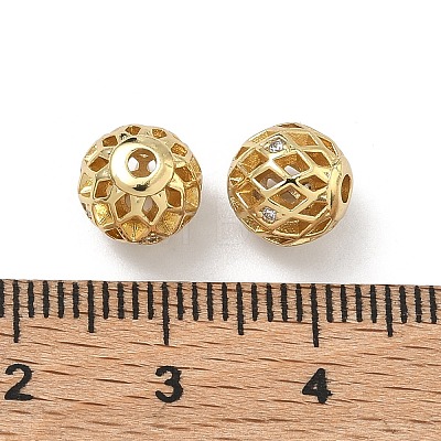 Brass Micro Pave Clear Cubic Zirconia Beads KK-D228-09G-1