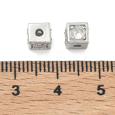 Brass Micro Pave Clear Cubic Zirconia Beads KK-D229-20P-1