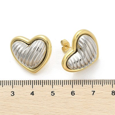 304 Stainless Steel Two Tone Stud Earrings EJEW-A124-01D-1