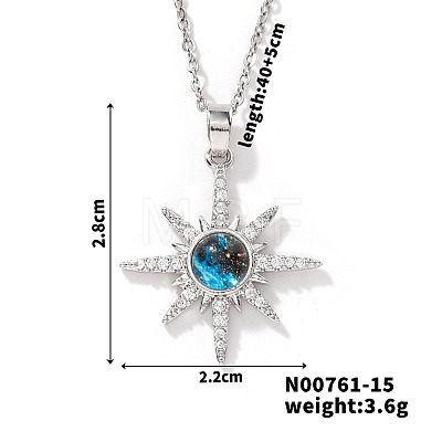 Starry Sky Theme Brass Pave Clear Cubic Zirconia Pendant Necklace for Women AQ6325-2-1