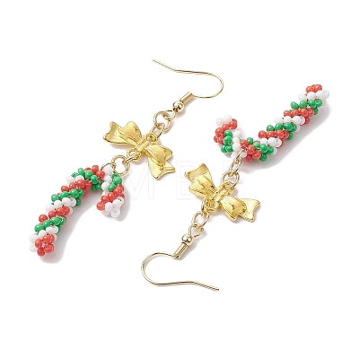 Christmas Theme Glass Seed Beaded Dangle Earrings for Women EJEW-MZ00215-1