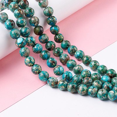 Assembled Natural Imperial Jasper & Synthetic Opal Beads Strands G-K317-A09-01-1