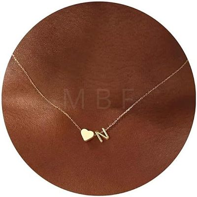 Simple Style Adjustable 316L Surgical Stainless Steel Heart and Initial Pendant Necklaces for Women WG95AEF-14-1