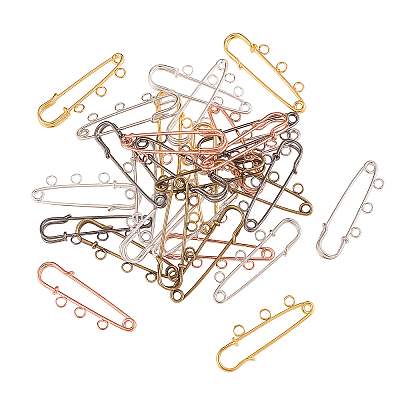 30Pcs 6 Colors Iron Safety Pins IFIN-CJ0001-56-1