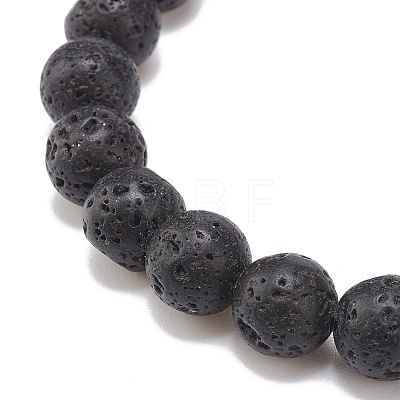 2Pcs 2 Style Natural Howlite & Tiger Eye & Lava Rock Stretch Bracelets Set with Alloy Tube BJEW-JB08474-1