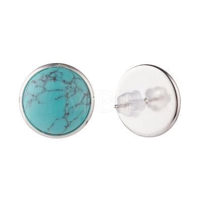 Gemstone Dome/Half Round Stud Earrings for Women EJEW-JE04801-1