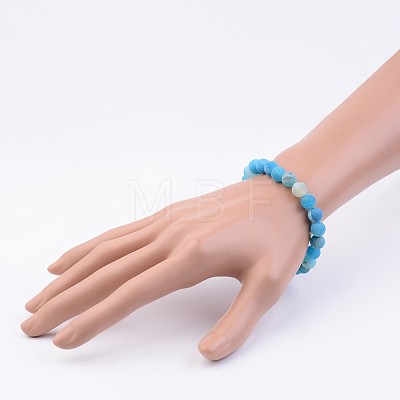 Natural Weathered Agate Stretch Beads Bracelets X-BJEW-JB02513-04-1