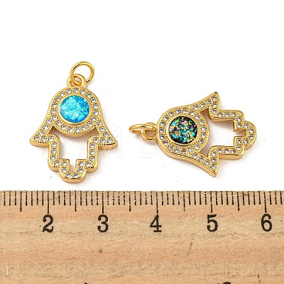 Brass Pendants Micro Pave Cubic Zirconia with Synthetic Opal KK-K356-08G-1