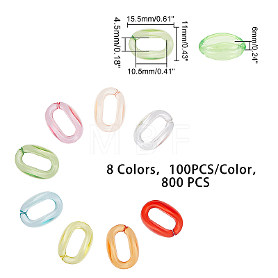 SUPERFINDINGS 700Pcs 7 colors Transparent Acrylic Linking Rings TACR-FH0001-08-1