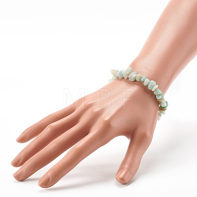 Natural Amazonite Chip Bead Stretch Bracelets for Children BJEW-JB06388-01-1