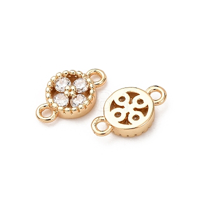Brass Pave Cubic Zirconia Connector Charms ZIRC-L105-02G-07-1