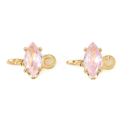 Brass Pave Cubic Zirconia Horse Eye Connector Charms KK-P347-03G-01-1