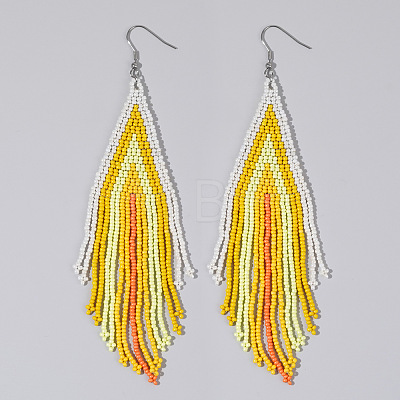 Handmade Glass Seed Beads Tassel Dangle Earrings EN2812-10-1