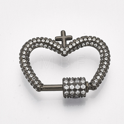 (Holiday Stock-Up Sale)Brass Micro Pave Cubic Zirconia Screw Carabiner Lock Charms ZIRC-S061-145-1