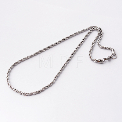 304 Stainless Steel Rope Chain Necklaces STAS-O056-A-10-1