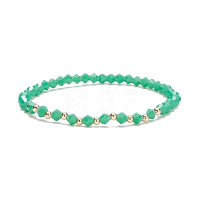 Glass & Brass Beaded Stretch Bracelet for Women BJEW-JB08512-1