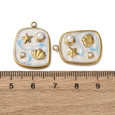304 Stainless Steel Enamel Pendants STAS-P406-25B-G-1