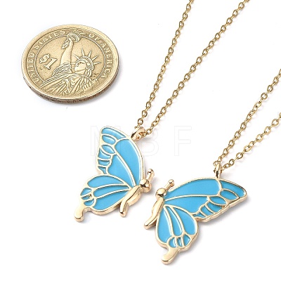 2Pcs Alloy Butterfly Pendant Necklaces NJEW-JN04550-1
